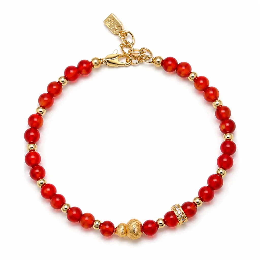 Red Agate Gourd Beaded Bracelet 1 red agate gourd beaded bracelet on white background