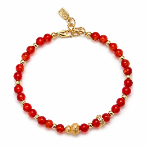 red agate gourd beaded bracelet on white background