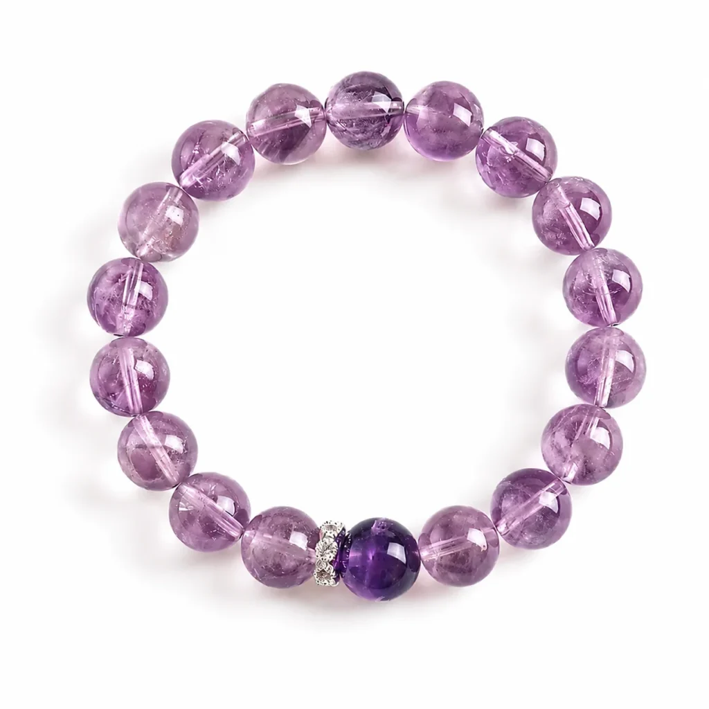 Uruguayan Amethyst Beaded Bracelet 1 uruguayan amethyst beaded bracelet on white background