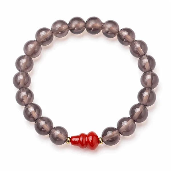 gray agate gourd beaded bracelet on white background