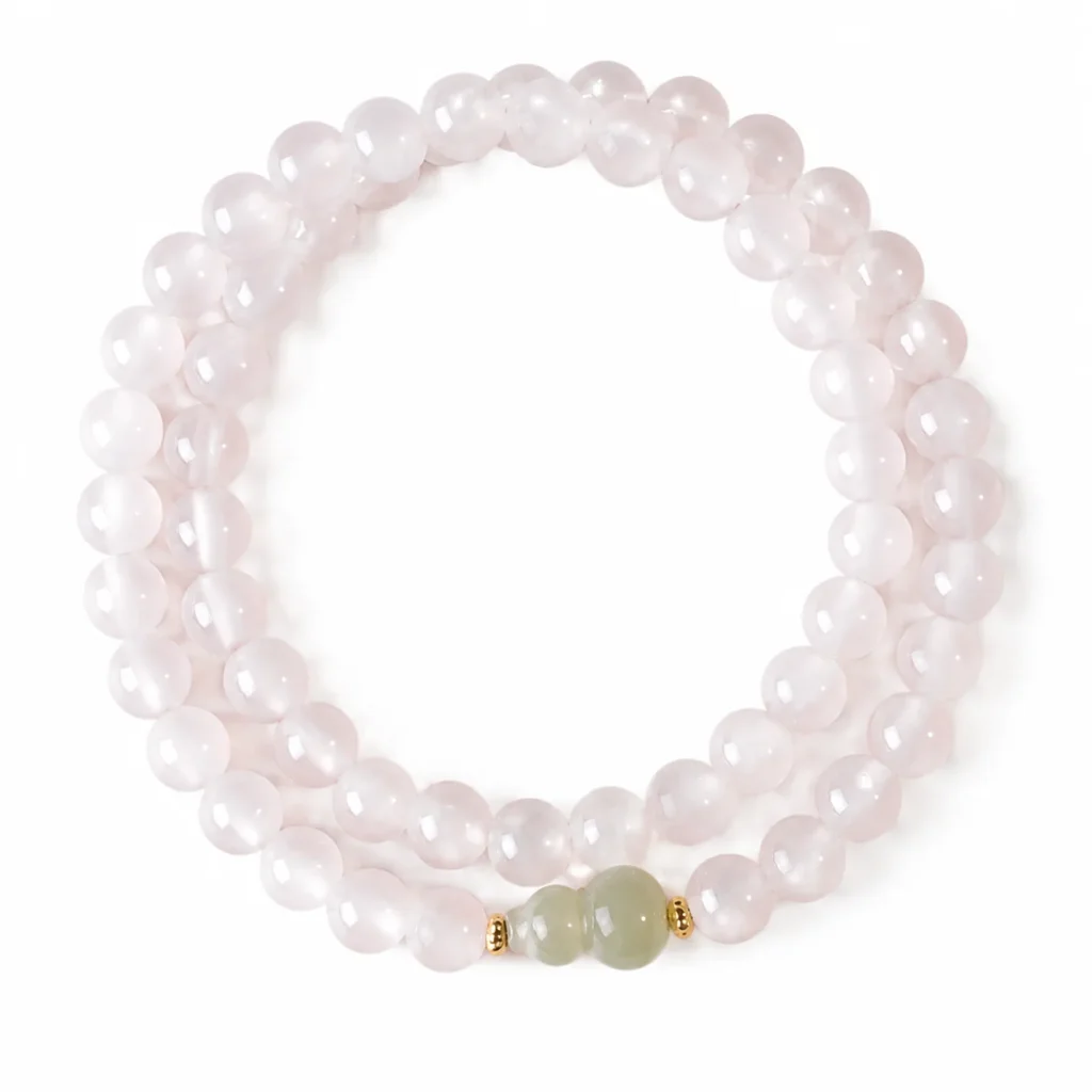 white agate gourd double-wrap bracelet on white background