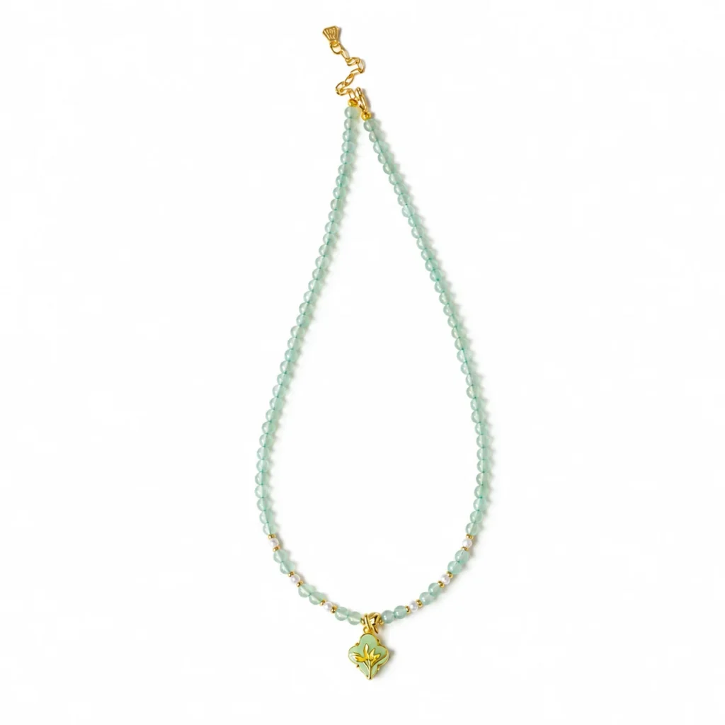 Aventurine Pearl Beaded Necklace 1 aventurine pearl beaded necklace on white background