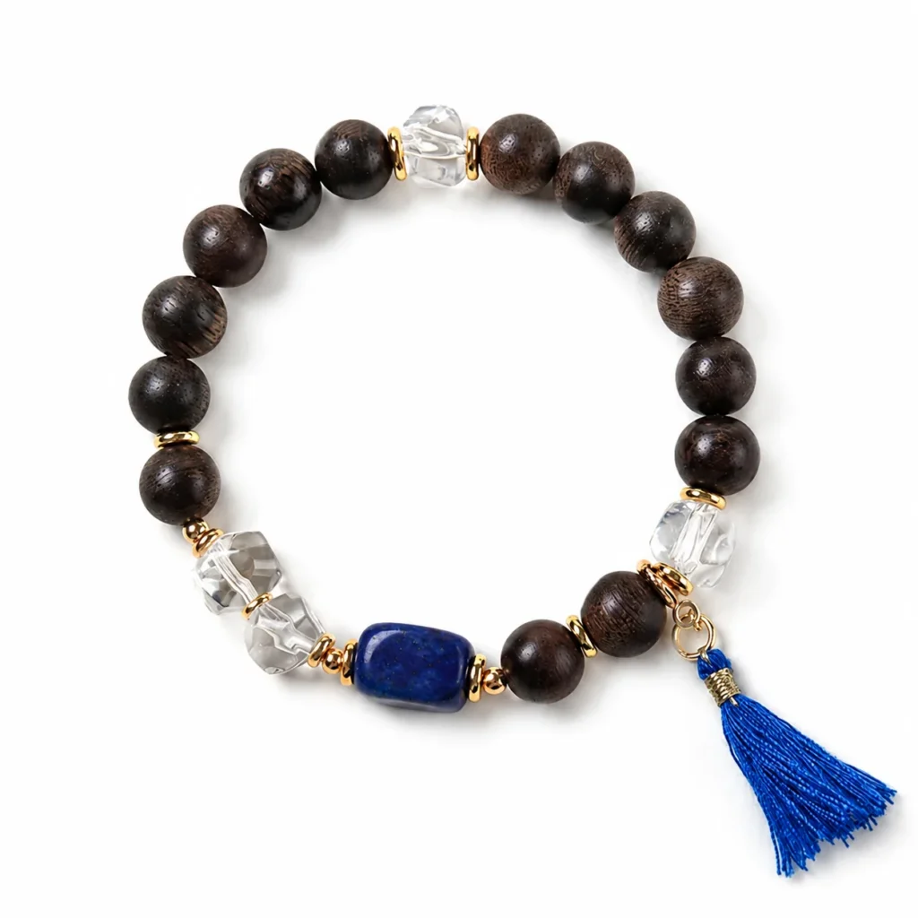 Agarwood Lapis Lazuli Beaded Bracelet 1 agarwood lapis lazuli beaded bracelet on white background