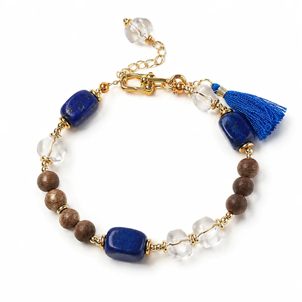 Adjustable Agarwood Lapis Lazuli Bracelet 1 adjustable agarwood lapis lazuli bracelet on white background