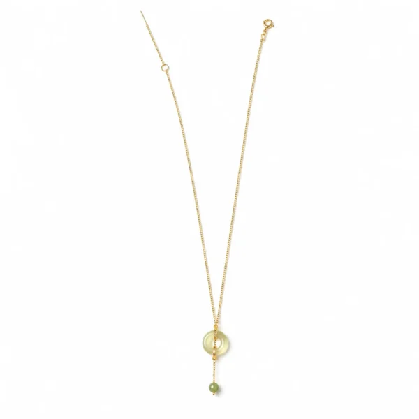 freshwater pearl jade beaded necklace on white background