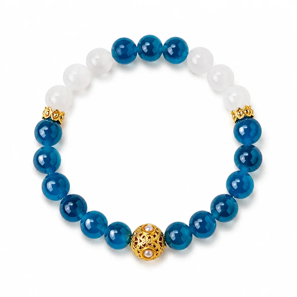 Agate Beaded Bracelet 1 agate beaded bracelet on white background