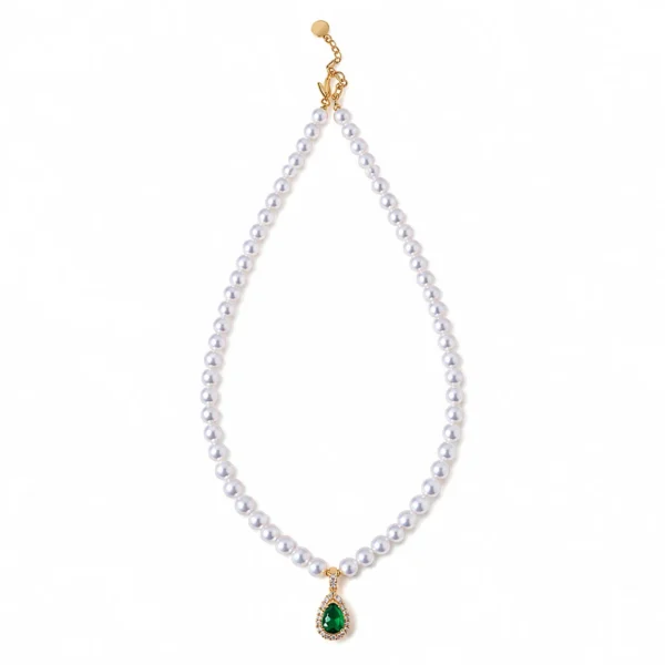 freshwater pearl gourd pendant necklace on white background