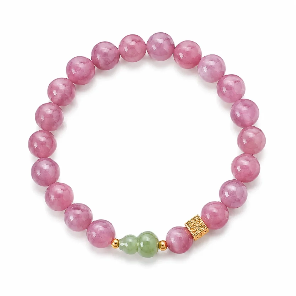 Purple Rose Quartz Beaded Bracelet 1 purple rose quartz beaded bracelet on white background