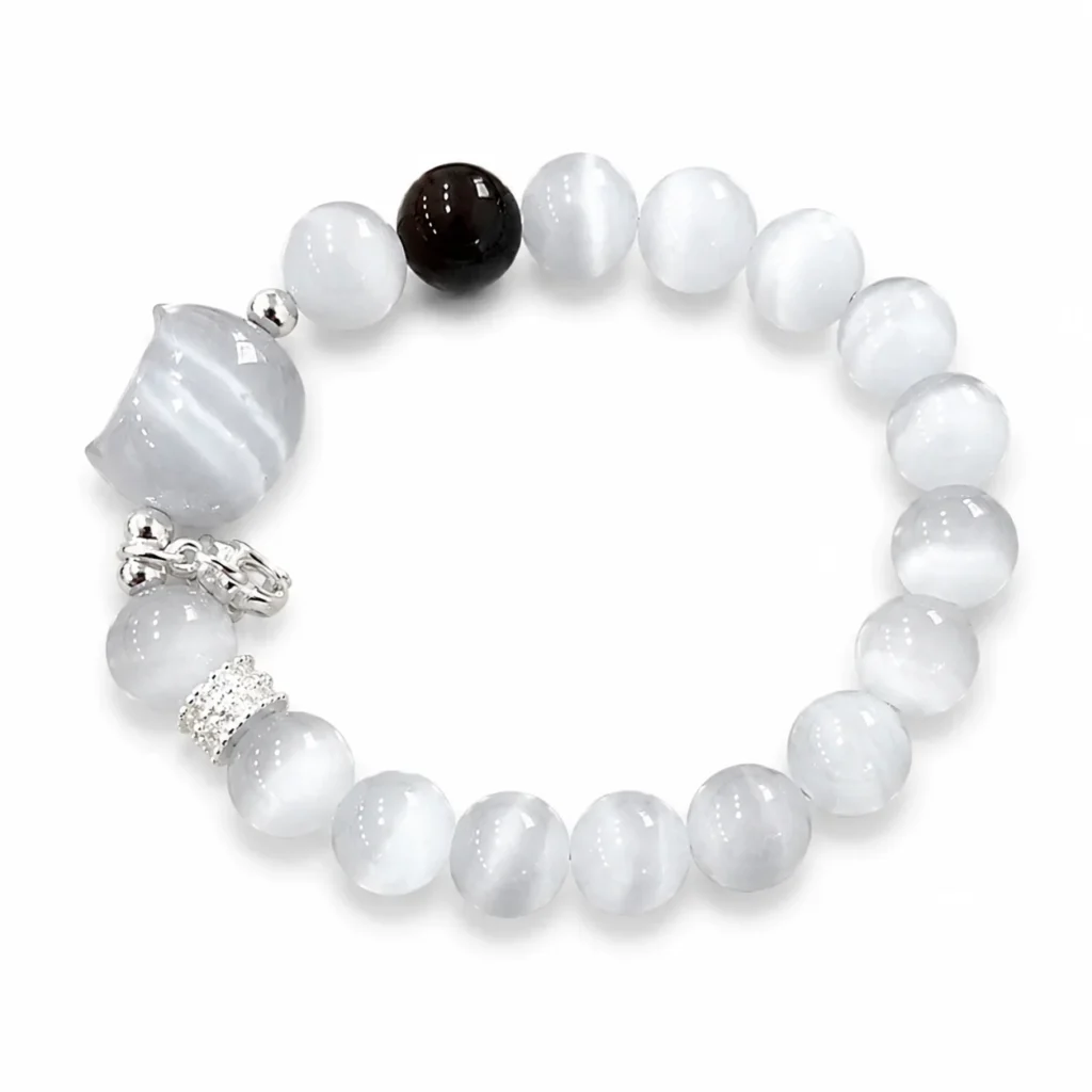 Cat Eye Stone Cat Bracelet 1 cat eye stone cat bracelet on white background