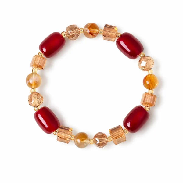 red agate bracelet yellow crystal on white background