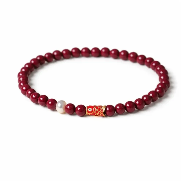 purple sand koi beaded bracelet on white background