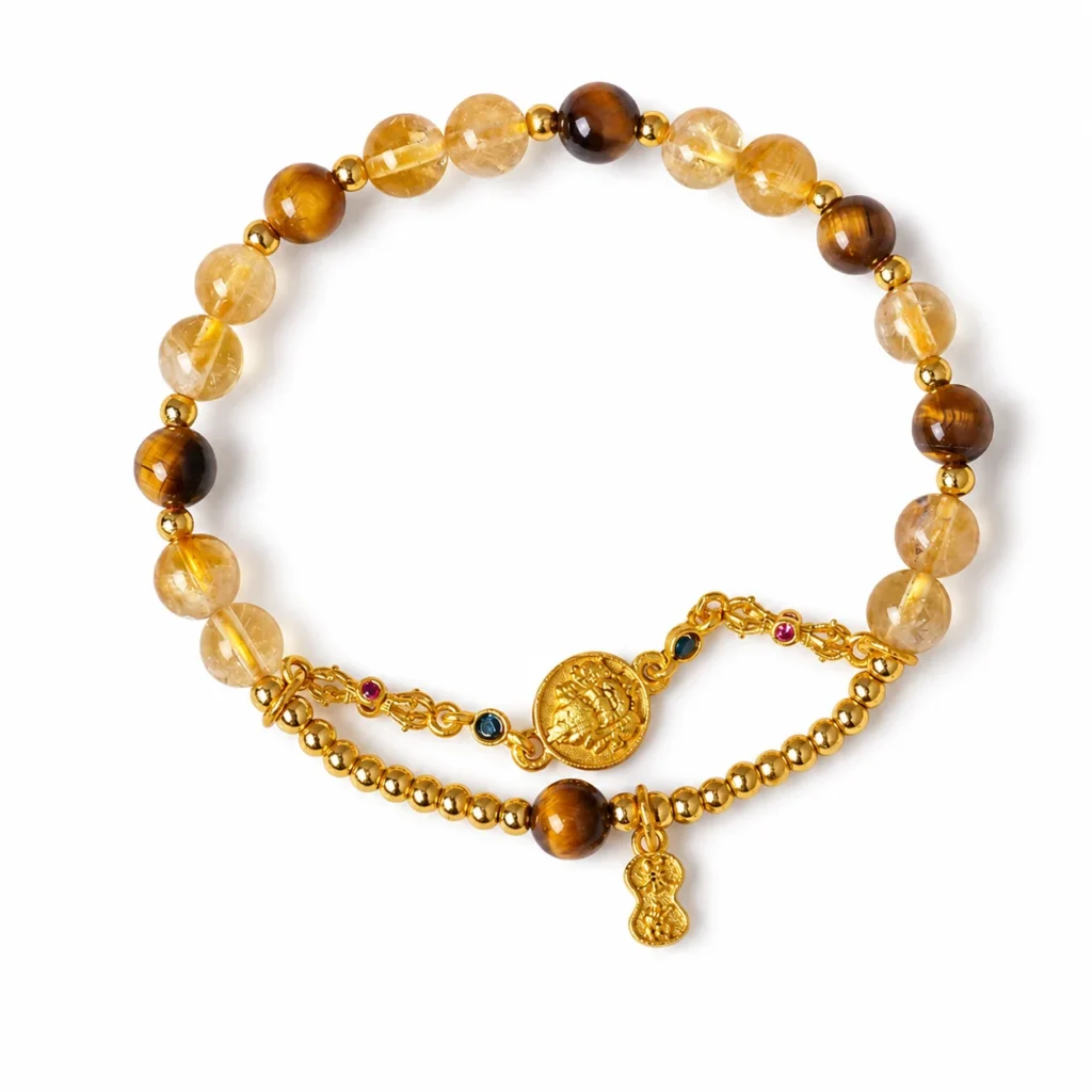 Yellow Tower Crystal Abundance Bracelet 1 yellow tower crystal abundance bracelet on white background