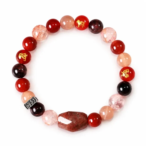 chinese zodiac snake sanhe liuhe bracelet on white background