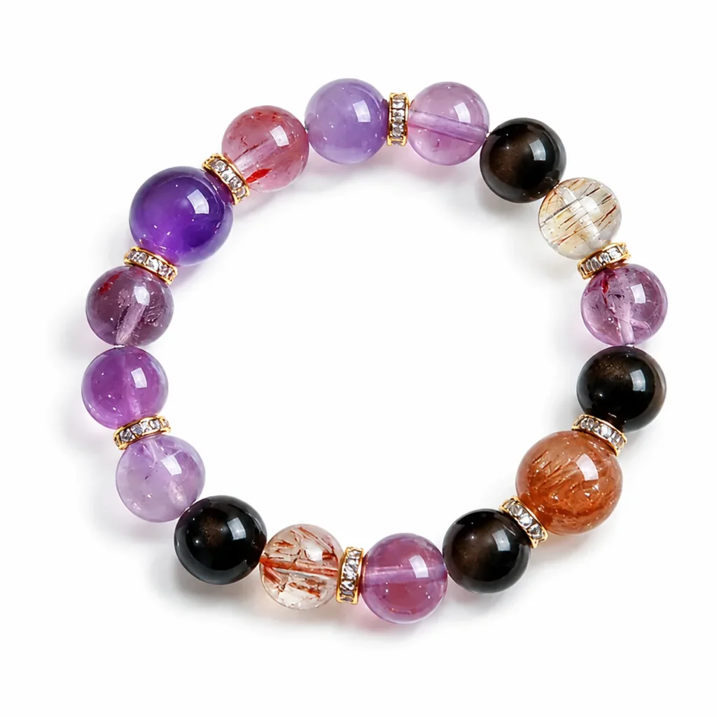 Amethyst Multi-Stone Beaded Bracelet 1 amethyst multi-stone beaded bracelet on white background
