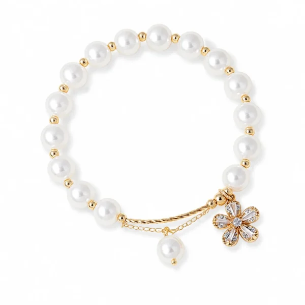 pearl beaded bracelet on white background