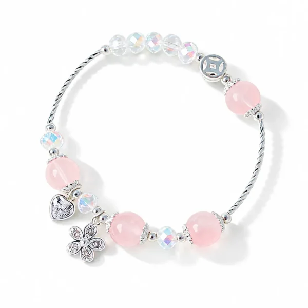 falling blossom crystal bracelet on white background