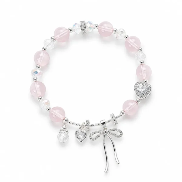 star veil bow crystal bracelet on white background