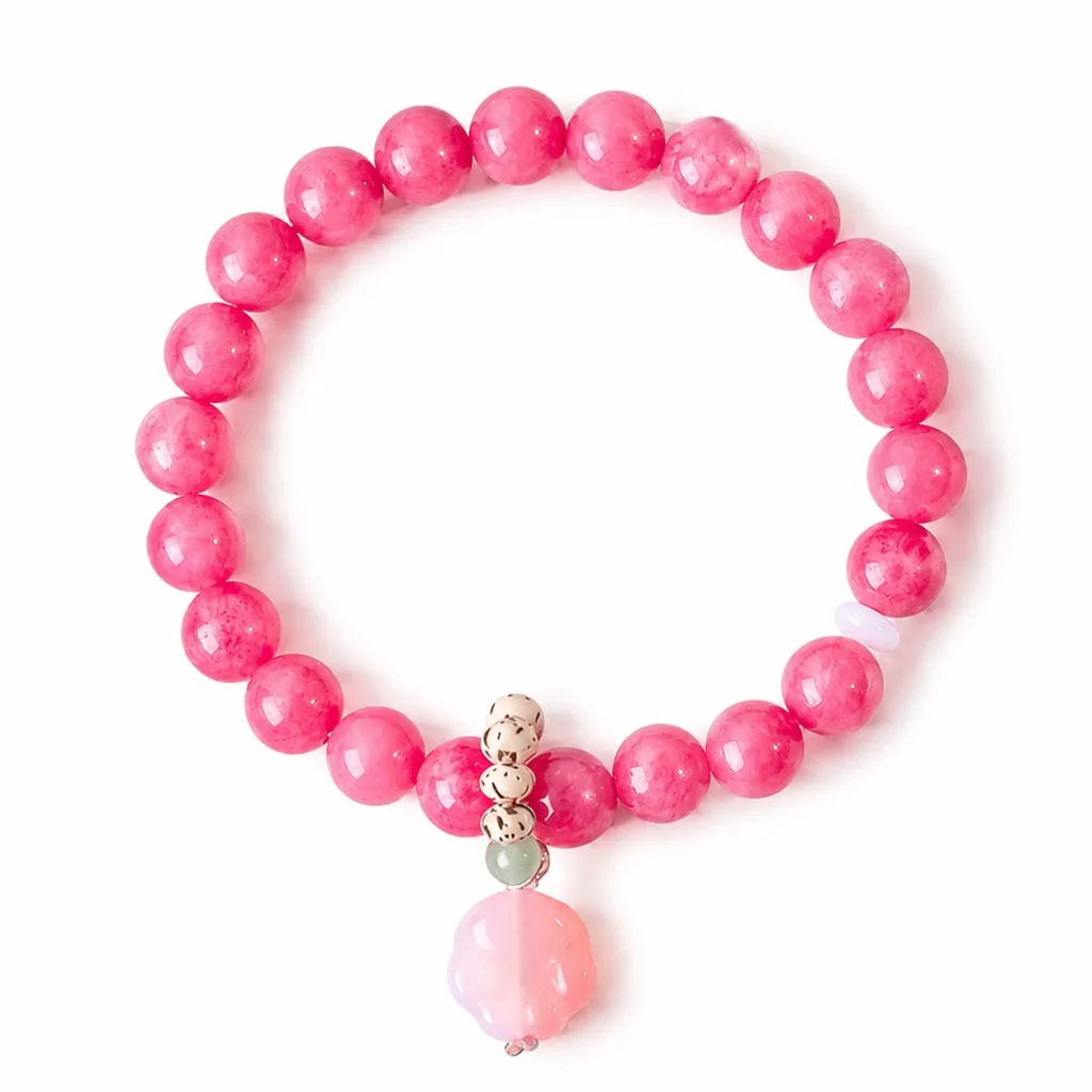 Pink Chalcedony Agate Cat Paw Bracelet 1 pink chalcedony agate cat paw bracelet on white background