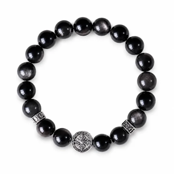 star guard silver obsidian bracelet on white background