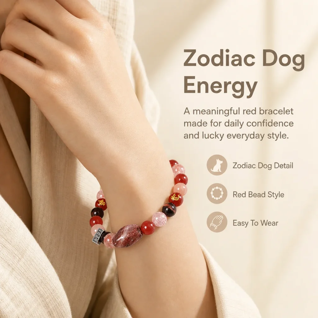 chinese zodiac dog sanhe liuhe bracelet wearing view