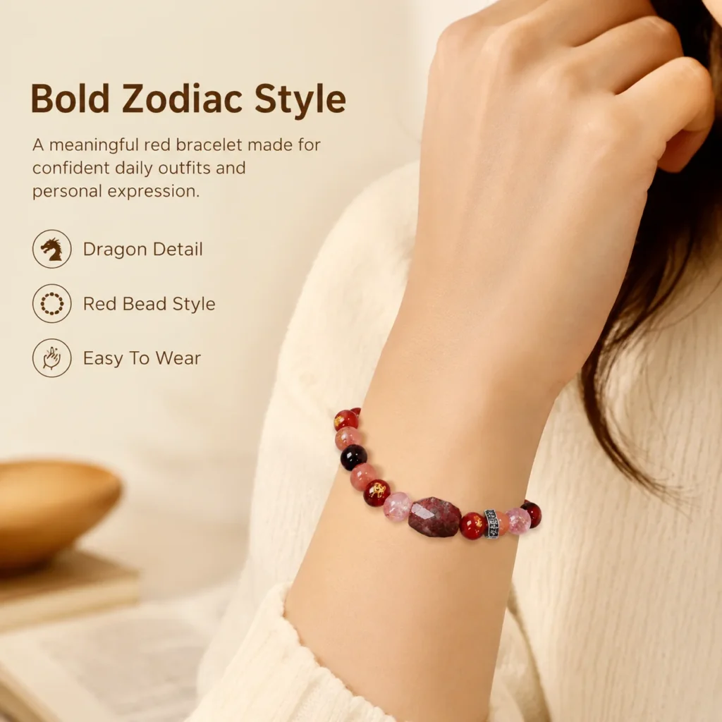 Chinese Zodiac Dragon Sanhe Liuhe Bracelet 2 chinese zodiac dragon sanhe liuhe bracelet wearing view