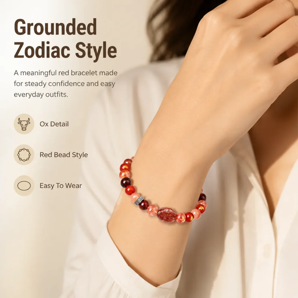Chinese Zodiac Ox Sanhe Liuhe Bracelet 2 chinese zodiac ox sanhe liuhe bracelet wearing view
