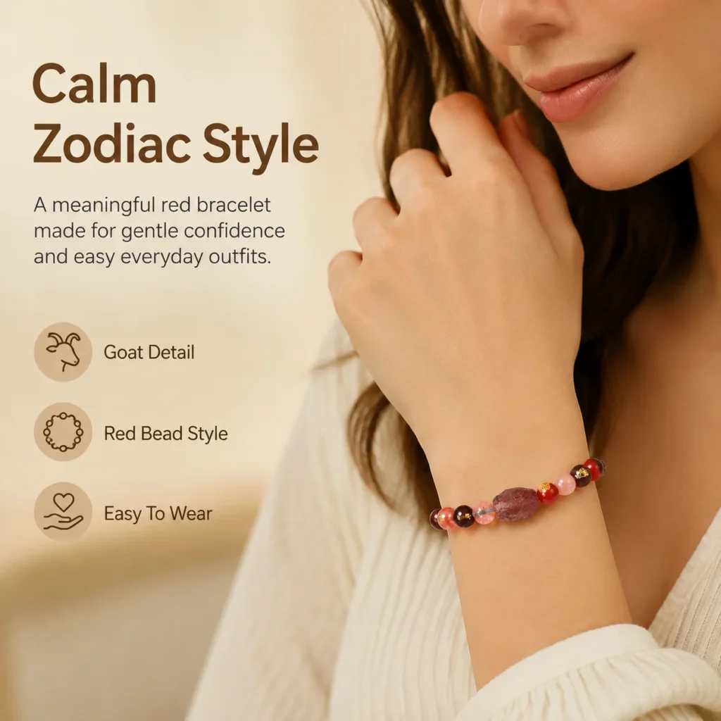 Chinese Zodiac Goat Sanhe Liuhe Bracelet 2 chinese zodiac goat sanhe liuhe bracelet wearing view