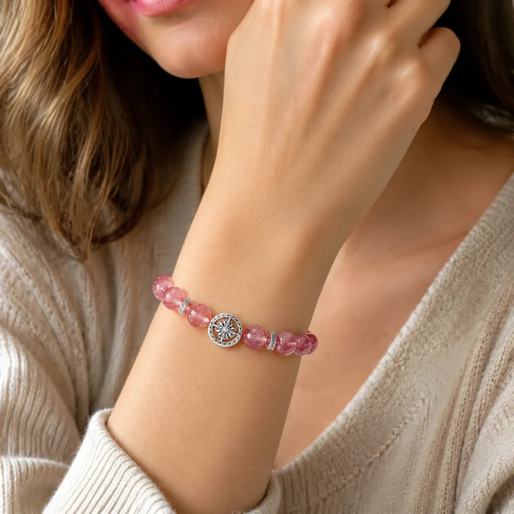 star guard strawberry quartz bracelet wearing view