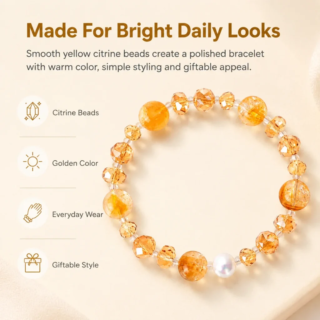 yellow citrine beaded bracelet feature image