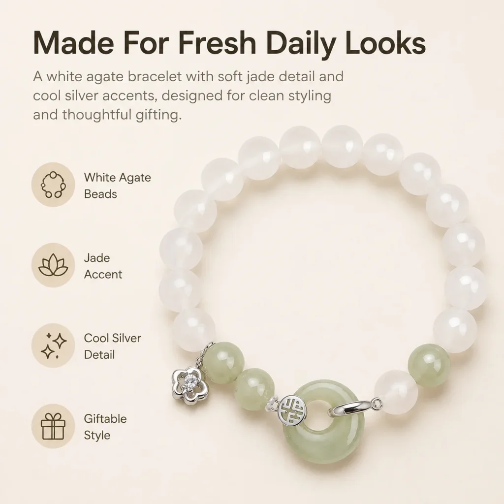 White Agate Hetian Jade Silver Bracelet 3 white agate hetian jade silver bracelet feature image
