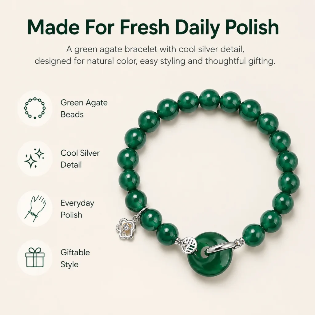green agate silver fu charm bracelet feature image