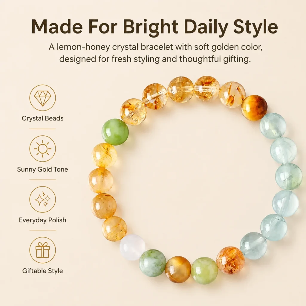 Lemon Honey Crystal Beaded Bracelet 3 lemon honey crystal beaded bracelet feature image