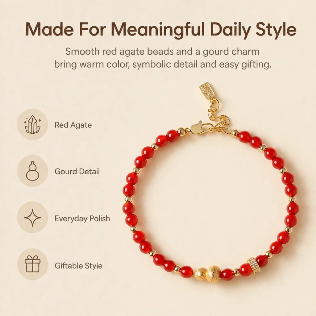 Red Agate Gourd Beaded Bracelet 3 red agate gourd beaded bracelet feature image