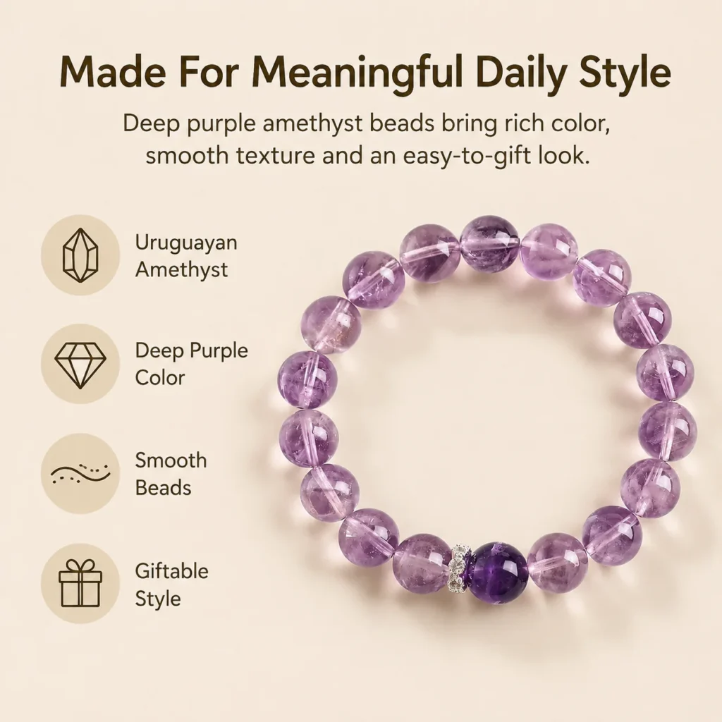 Uruguayan Amethyst Beaded Bracelet 3 uruguayan amethyst beaded bracelet feature image