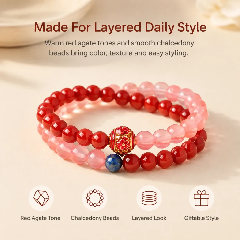 red agate chalcedony double-wrap bracelet feature image