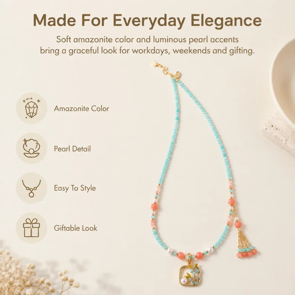 Amazonite Pearl Beaded Necklace 3 amazonite pearl beaded necklace feature image