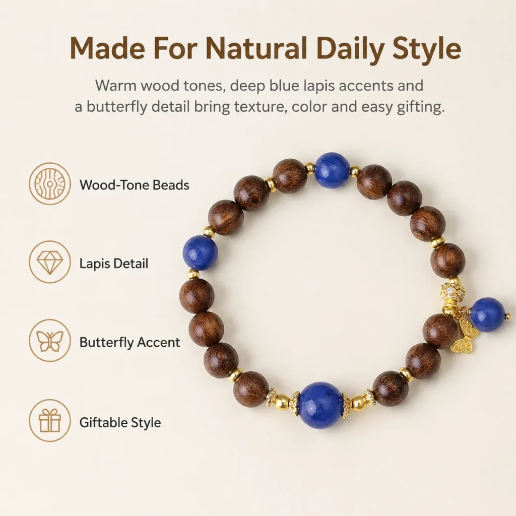 Golden Sandalwood Lapis Butterfly Bracelet 3 golden sandalwood lapis butterfly bracelet feature image