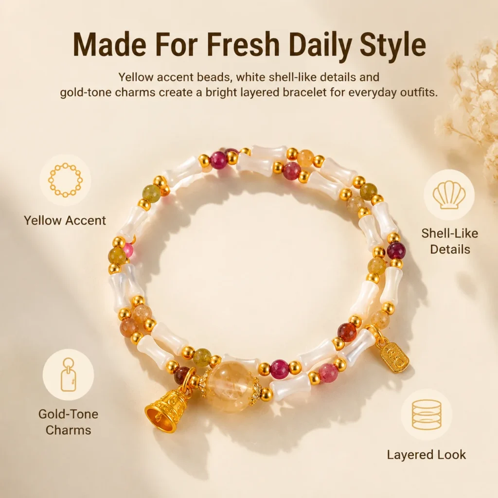 Tourmaline Yellow Azeztulite Double-Wrap Bracelet 3 tourmaline yellow azeztulite double-wrap bracelet feature image