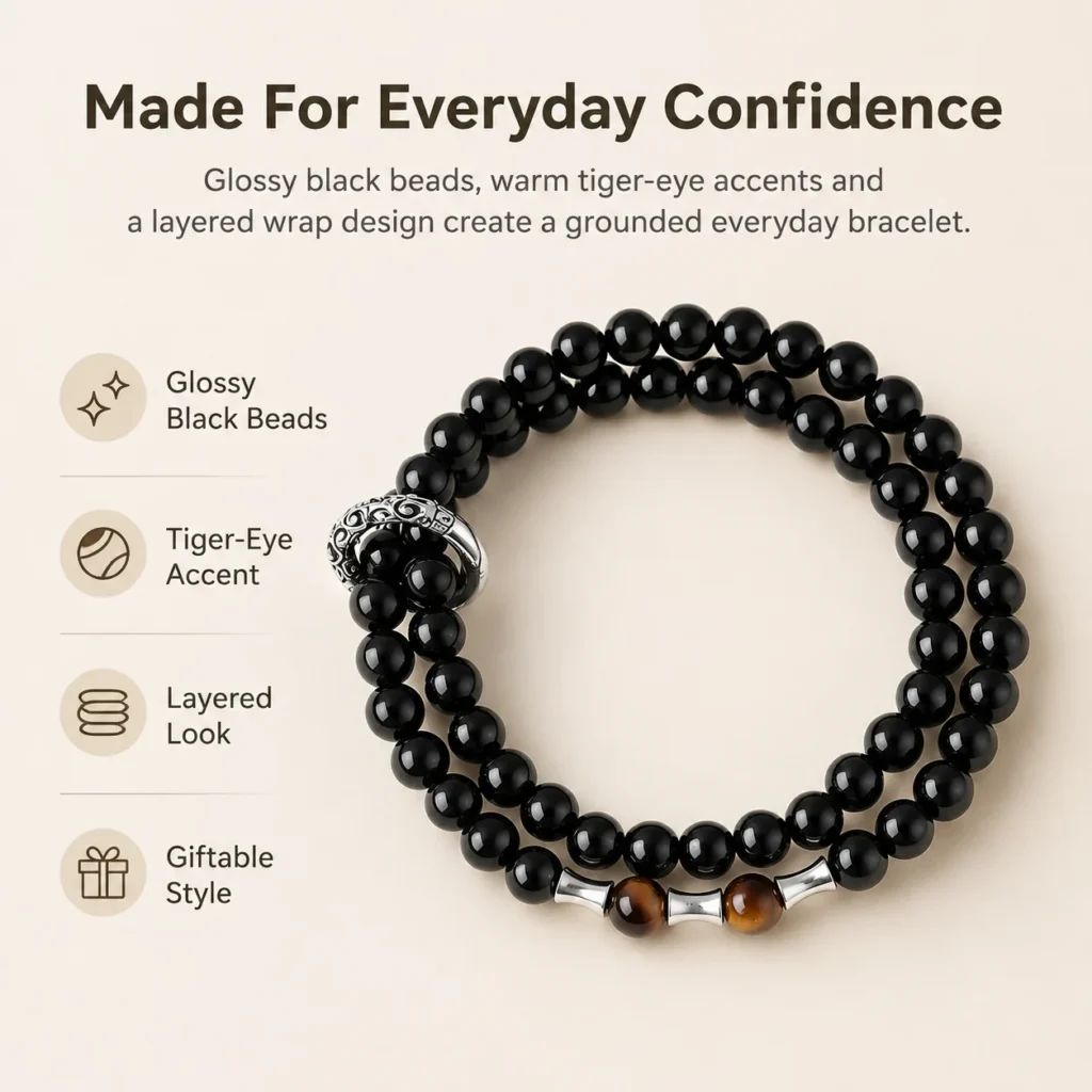Black Obsidian Double-Wrap Bracelet 3 black obsidian double-wrap bracelet feature image