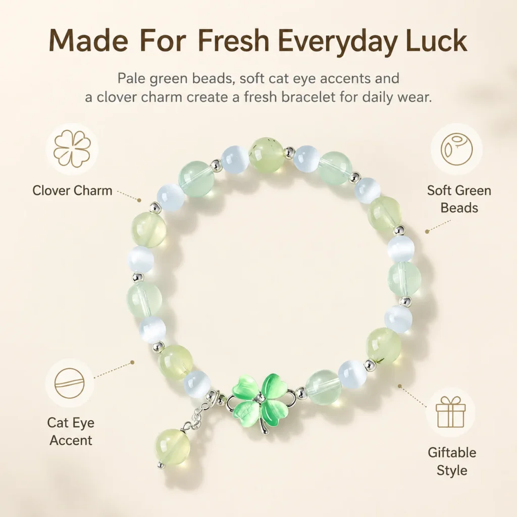 Prehnite Clover Bracelet 3 prehnite clover bracelet feature image