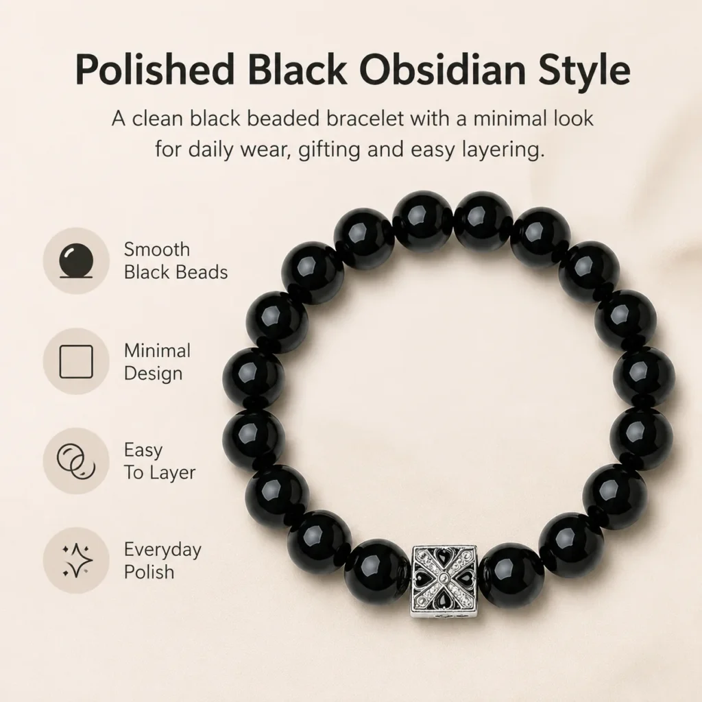 Black Obsidian Beaded Bracelet 3 black obsidian beaded bracelet feature image