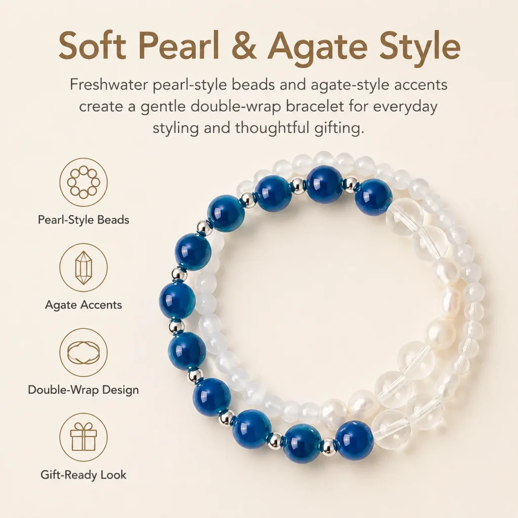 Freshwater Pearl Agate Double-Wrap Bracelet 3 freshwater pearl agate double-wrap bracelet feature image