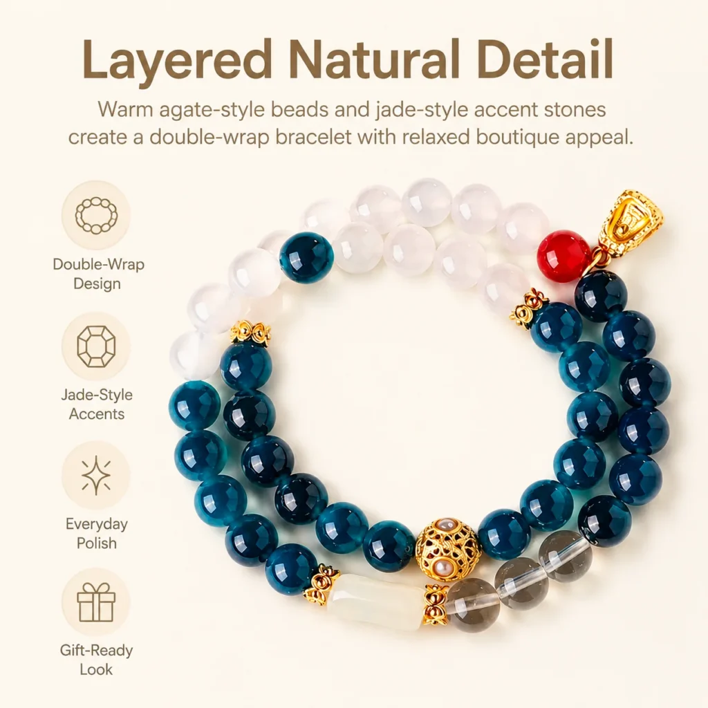 Agate Jade Double-Wrap Bracelet 3 agate jade double-wrap bracelet feature image