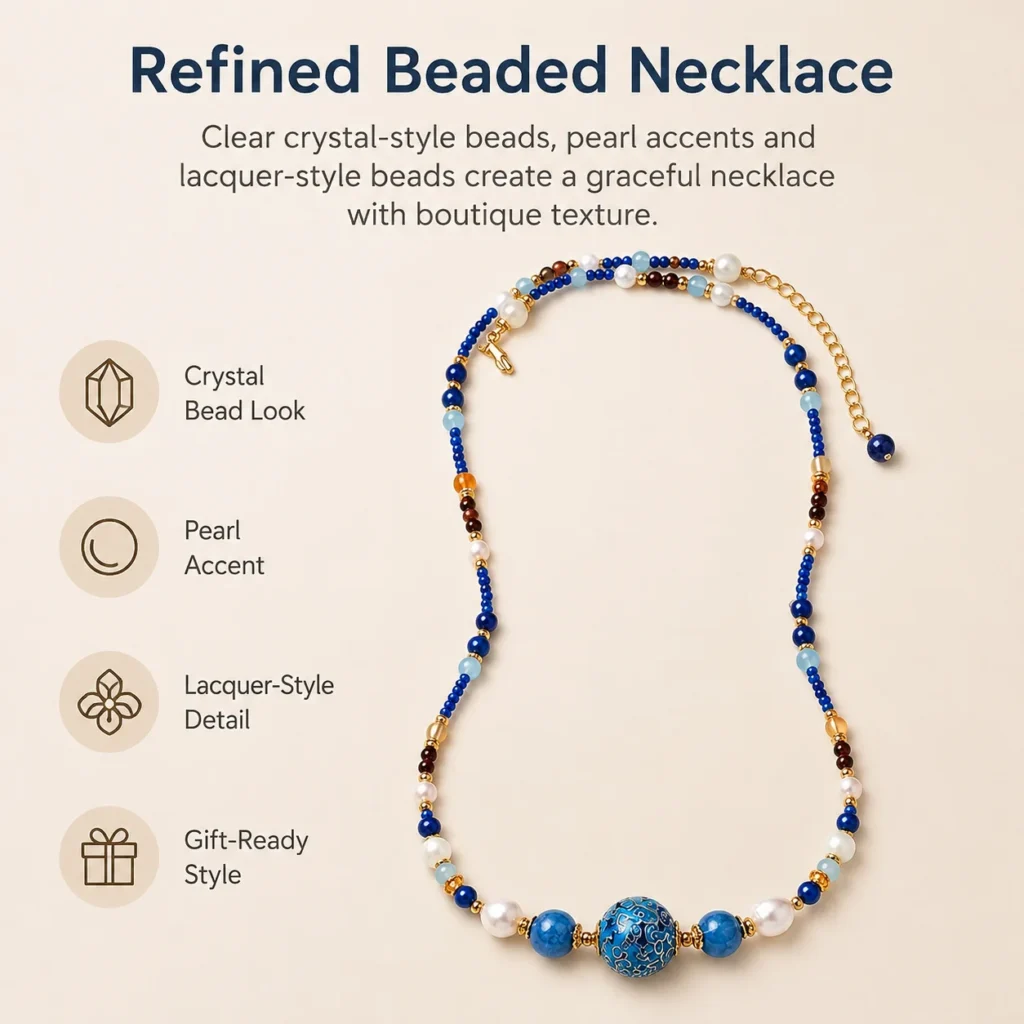 Crystal Pearl Lacquer Bead Necklace 3 crystal pearl lacquer bead necklace feature image