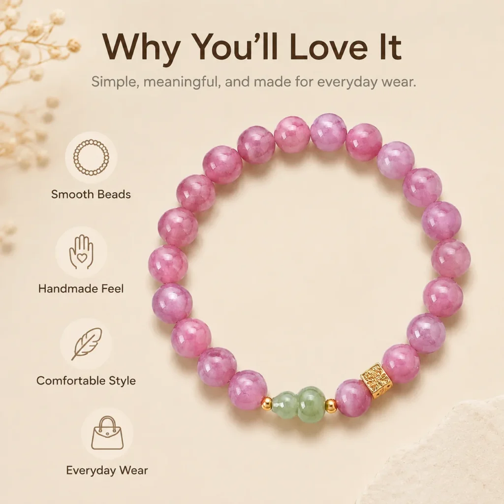 Purple Rose Quartz Beaded Bracelet 3 purple rose quartz beaded bracelet feature image