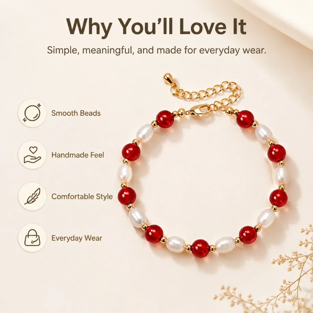 Red Agate Pearl Beaded Bracelet 3 red agate pearl beaded bracelet feature image
