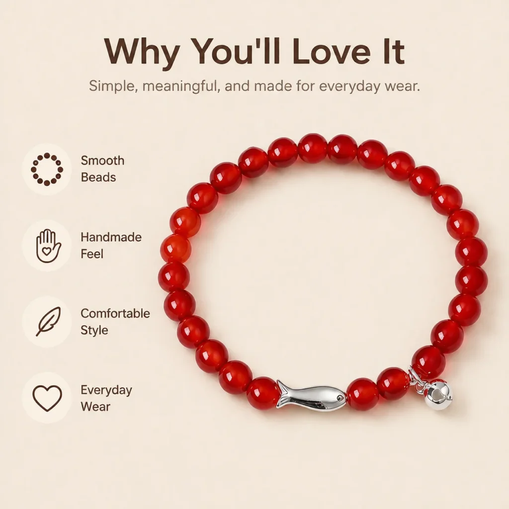 Red Agate Fish Beaded Bracelet 3 red agate fish beaded bracelet feature image