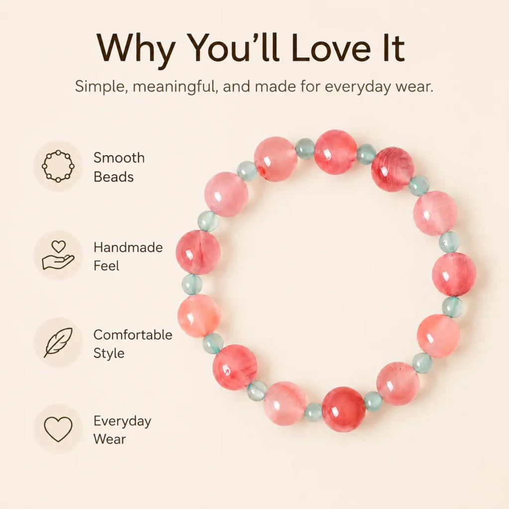Pink Agate Beaded Bracelet - Green Aventurine Accent 3 pink agate beaded bracelet green aventurine feature image