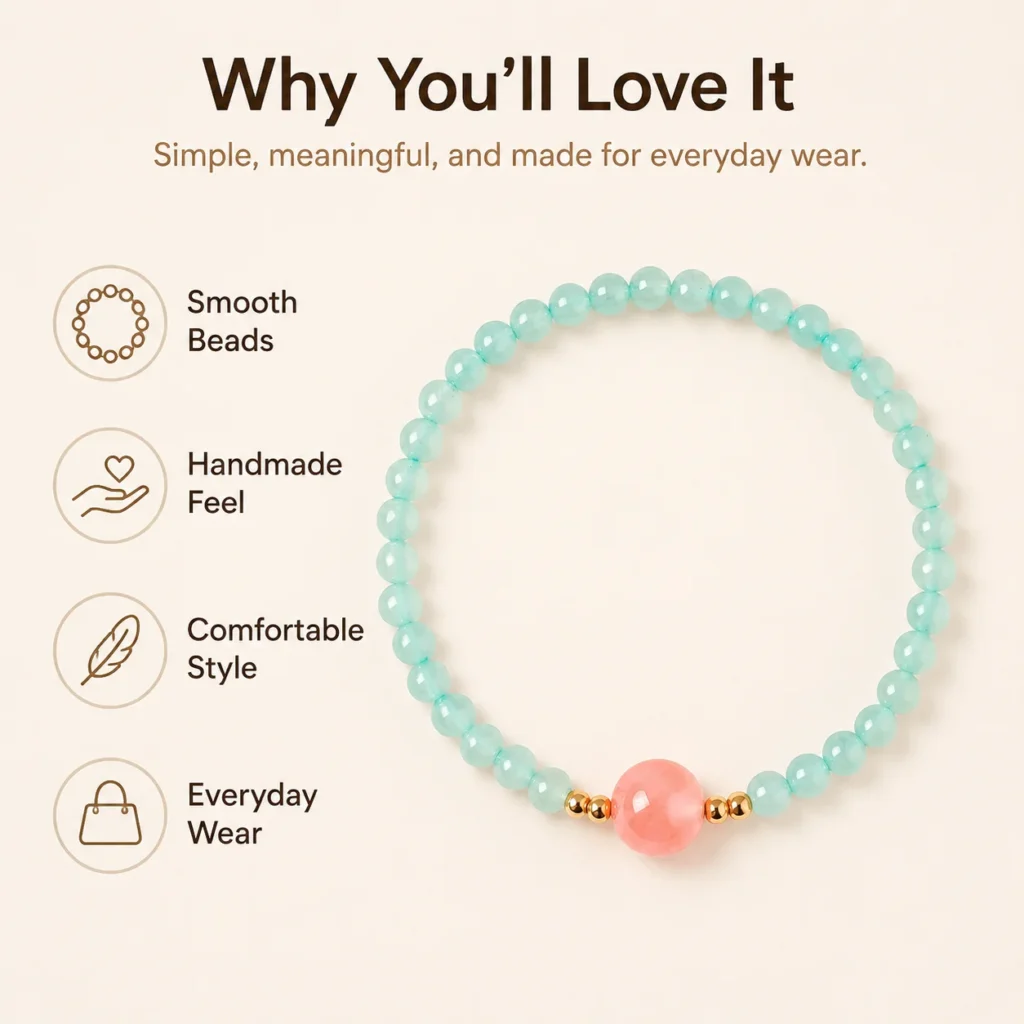 Green Aventurine Beaded Bracelet - Pink Agate Accent 3 green aventurine beaded bracelet pink agate feature image