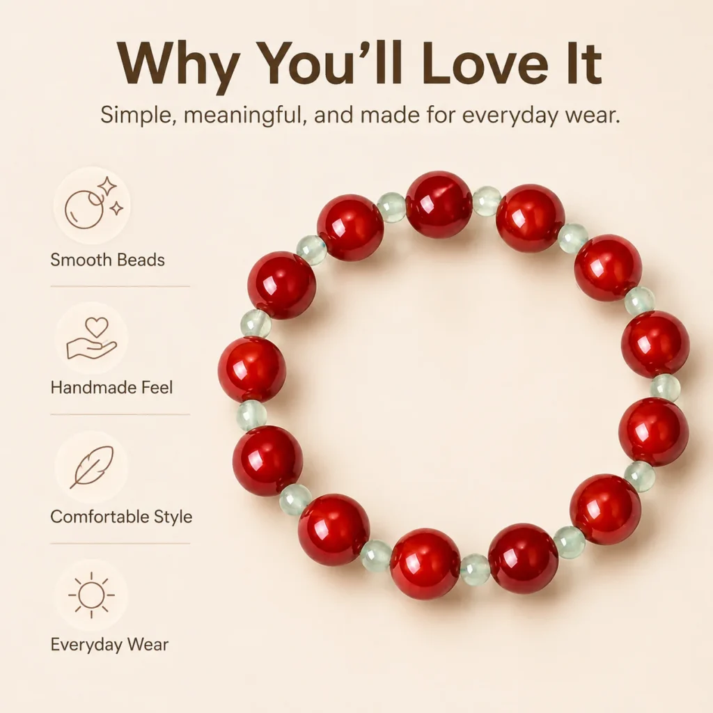 Red Agate Beaded Bracelet - Green Aventurine Accent 3 red agate beaded bracelet green aventurine feature image